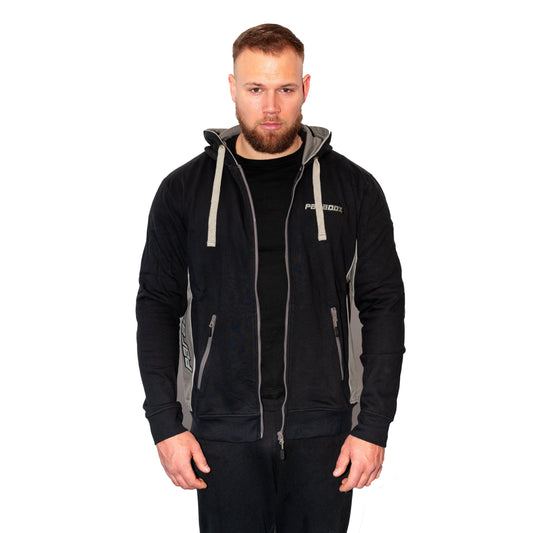 Hættetrøje - Lynlås | Sort/Grå