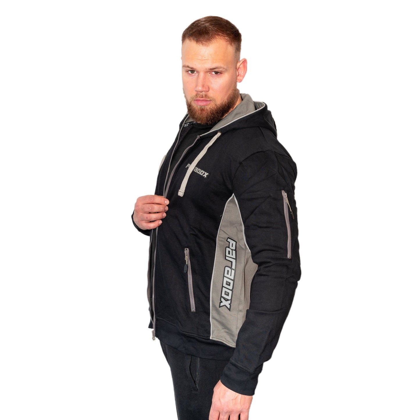 Hættetrøje - Lynlås | Sort/Grå