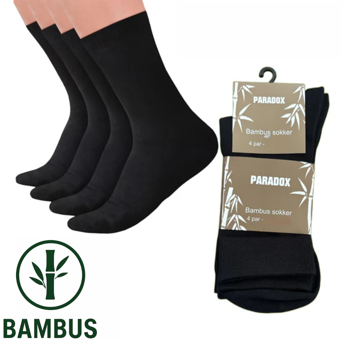 Sokker - Bambus | Sort (4-pak)
