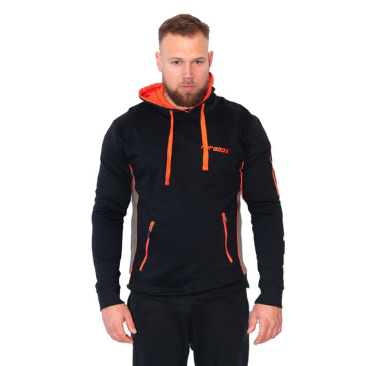 Hættetrøje - U. Lynlås | Sort/Orange