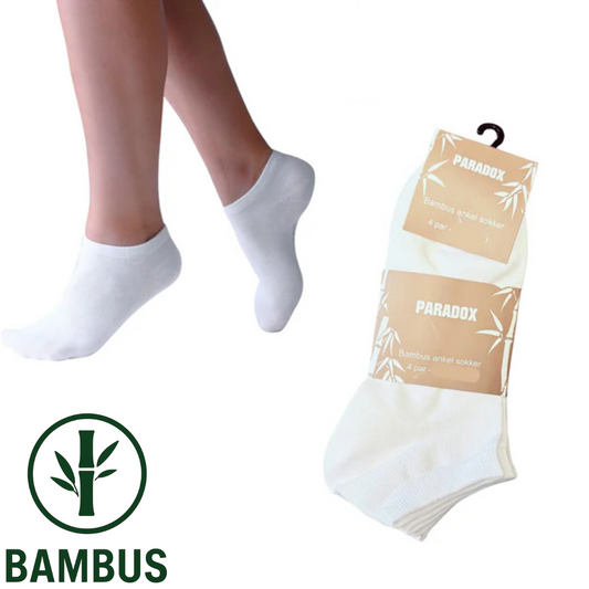 Ankelsokker - Bambus | Hvid (4-pak)